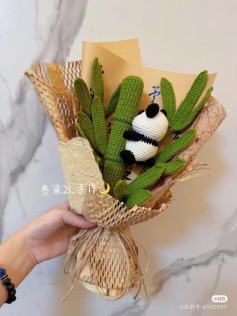 Crochet Panda Bamboo Bouquet Tutorial Chart - Amigurumi Flower Arrangement Pattern