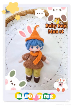 Crochet Pattern: Baby Boy Monster Doll with Orange Hat