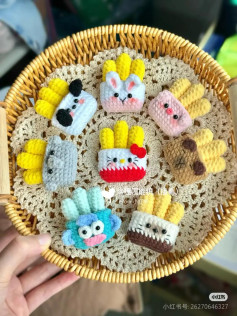Crochet Pattern Chart for Cute Character French Fries Keychains