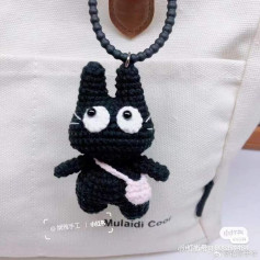 Crochet Pattern: Cute Black Cat Keychain Amigurumi with Bag