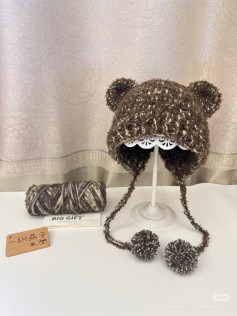 Crochet Pattern: Cute Brown Bear Earmuff Hat for Kids