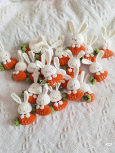 Crochet Pattern: Cute Bunny on Carrot Amigurumi