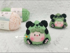 Crochet Pattern: Cute Green Panda Zongzi Amigurumi Doll Tutorial Chart