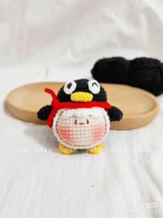 Crochet Pattern: Cute Penguin Wearing Red Scarf Amigurumi Doll