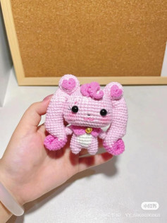 Crochet Pattern: Cute Pink Long-Eared Rabbit Amigurumi with Heart Bow