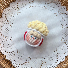 Crochet Pattern: Cute Popcorn Bucket Doll with Red and White Stripes