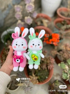 Crochet Pattern for Avocado and Strawberry Bear Bunny Dolls