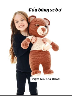 Crochet Pattern for Big Plush Bear in Coffee and Cream Colors