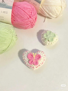 Crochet Pattern for Butterfly and Four-Leaf Clover Heart Keychains