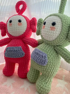Crochet Pattern for Colorful Teletubby Amigurumi Dolls with Detailed Instructions