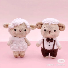 Crochet Pattern for Cute Amigurumi Sheep Couple Darcy and Daisy in Wedding Outfits