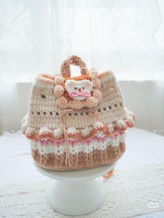 Crochet Pattern for Cute Bear Milk Tea Cake Bag with Amigurumi