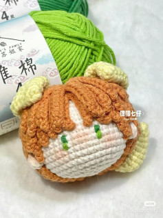 Crochet Pattern for Cute Boy Doll Head with Brown Hair and Dog Ears