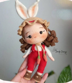 Crochet Pattern for Cute Bunny Girl Amigurumi Doll with Carrot Details