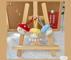 Crochet pattern for cute Hello Kitty mushroom amigurumi keychains