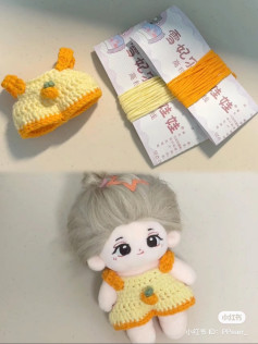 Crochet Pattern for Cute Orange Soda Overalls Doll Outfit with Chart