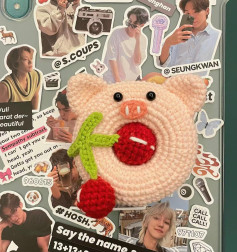 Crochet Pattern for Cute Pig Donut with Cherry