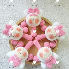 Crochet Pattern for Cute Pink Bunny Rattle Toy with Bow and Ears