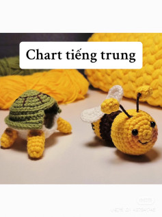 Crochet pattern for cute turtle bee amigurumi doll with green shell