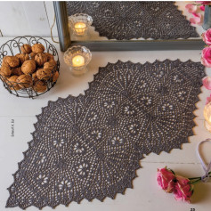Crochet Pattern for Dark Grey Lace Table Runner with Hexagonal Motifs and Picot Edges