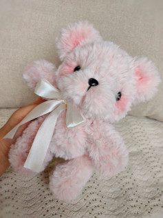 Crochet Pattern for Fluffy Pink Bear with Ribbon