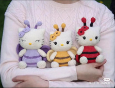 Crochet Pattern for Hello Kitty Butterfly, Bee and Ladybug Amigurumi Dolls