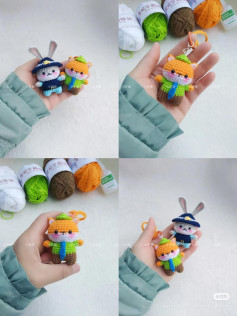 Crochet Pattern for Nick the Fox and Rabbit Policeman Amigurumi Keychains