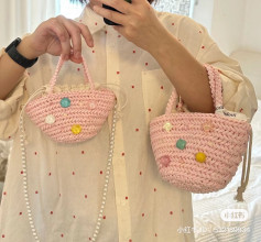 Crochet pattern for pink candy gem basket bag