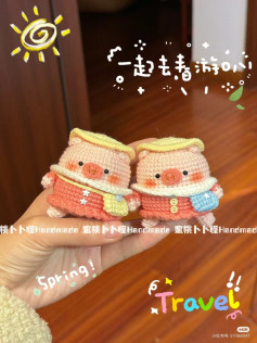 Crochet Pattern for Pink Piggy Amigurumi Doll with Clothes and Accessories