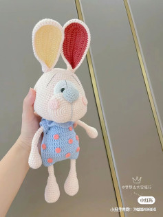 Crochet Pattern for Polka Dot Dress Rabbit Amigurumi Doll