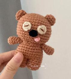Crochet Pattern for Tim Bear: Cute Brown Teddy with Sticking Out Tongue, Complete Stitch Chart