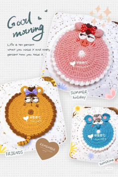 Crochet Pattern: Lazy Pig, Tiger, and Elephant Coasters Tutorial