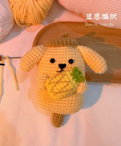 Crochet Pattern: Pompompurin Ice Cream Dog Doll Holding Pineapple