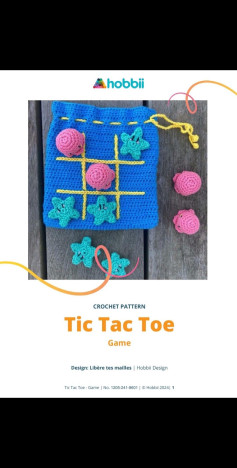 Crochet Pattern: Tic Tac Toe Game Bag with Sea Stars and Snails