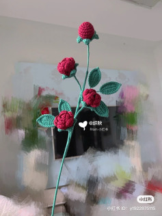 Crochet Patterns for Multi-Headed Rose and Acorn Branch