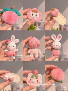Crochet Peach Amigurumi and Rabbit Doll Chart Pattern