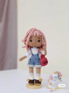 Crochet Pink Hair Girl Doll Amigurumi Pattern Chart