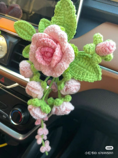 Crochet Pink Rose and Lavender Car Air Vent Clip Pattern Chart