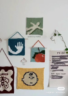 Crochet Pixel Chart Patterns for Hand Wall Hanging and Character Face Art