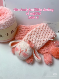 Crochet Rabbit Face Infinity Scarf Pattern Chart