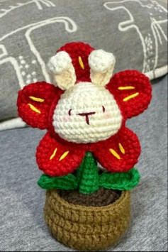 Crochet Rabbit Flower Pot Pattern Chart