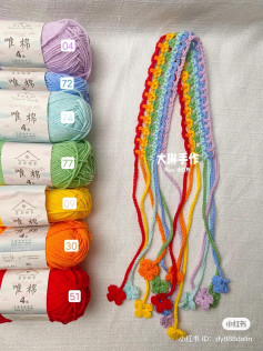 Crochet Rainbow Headband with Flower Tassels Tutorial