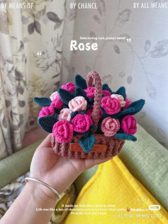 Crochet Rose Flower Basket Car Hanging Pattern Chart