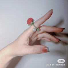 Crochet Rose Ring with Pearls Pattern Chart