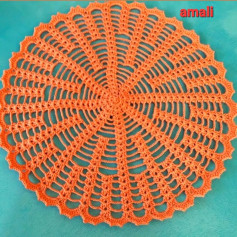 Crochet Round Doily Pattern Chart: Orange and Green Lace Motif