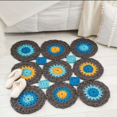 Crochet Round Granny Square and Small Square Flat Chart Pattern Diagram
