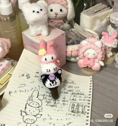 Crochet Sanrio Tanghulu Doll Pattern: My Melody, Hello Kitty, and Kuromi Amigurumi Chart