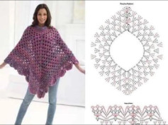 Crochet Shawl Patterns Collection: Purple Poncho, Pink Scarf, Black Flower Lace, Cream Fringe, and Grey Leaf Designs