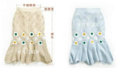 Crochet Skirt Pattern Chart with Daisy Motifs and Assembly Diagram