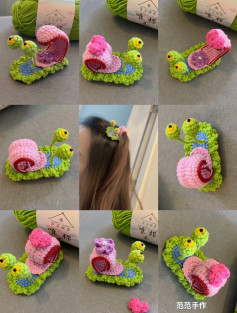 Crochet SpongeBob Snail Hair Clip Pattern Tutorial
